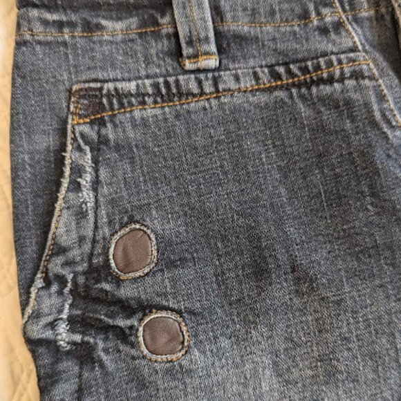 Denim skirt w Leather details- Made in Italy Size Small - Picture 10 of 16